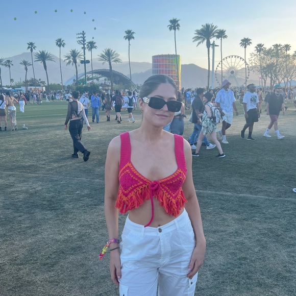 Camila Coelho Mira Hand Crotchet Knit Top Size Small - Picture 3 of 3